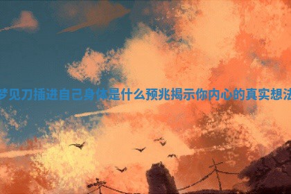 梦见刀插进自己身体是什么预兆揭示你内心的真实想法
