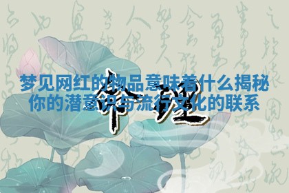 梦见网红的物品意味着什么揭秘你的潜意识与流行文化的联系
