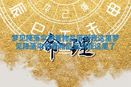 梦见降落伞带着物品落到我这里_梦见降落伞带着物品落到我这里了
