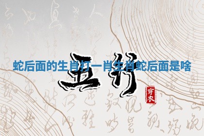 蛇后面的生肖打一肖_生肖蛇后面是啥