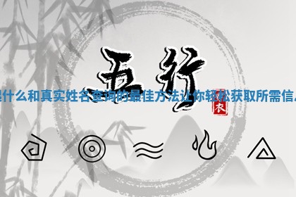 起什么和真实姓名查询的最佳方法让你轻松获取所需信息