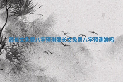 邵长文免费八字预测 邵长文免费八字预测准吗