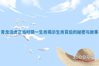 青龙活虎正当时猜一生肖揭示生肖背后的秘密与故事